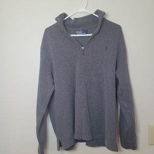 Polo Ralph Lauren Quarter Zip Sweater Mens Size Large Pullover dark Gray Cotton
